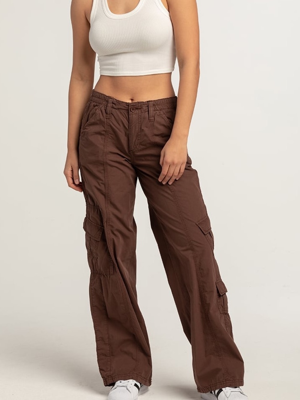 Brown Y2K Cargo Pants Low Rise Streetwear XS BDG
